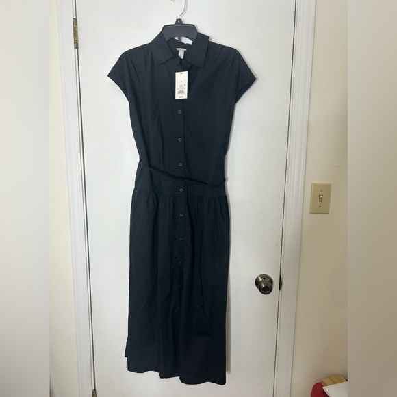 NWT Women's A New Day S Black Short Sleeve Button Down Collar Midi Dress - Picture 4 of 4